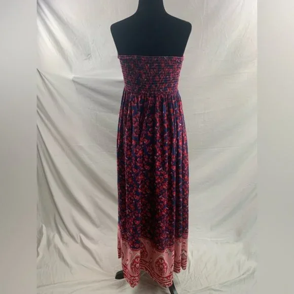 Red Boho Floral Print Tube Dress - Picture 8 of 9